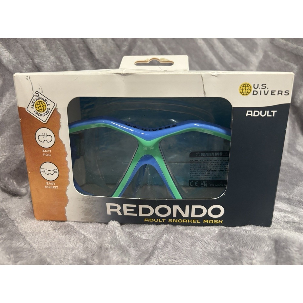 U.S. Divers Redondo DX Adult‎ Snorkel Mask Blue Green Anti Fog Easy Adjust